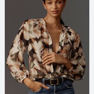 Cloth & Stone Floral peasant  Button Down Shirt -‎ size XS